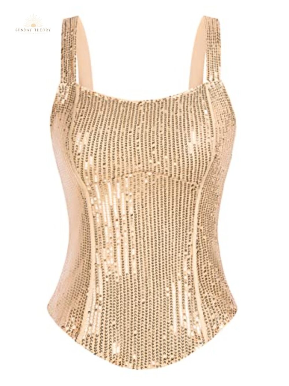 Sequin Bustier Corset Tank Top Fishboned Sleeveless Party Camisole